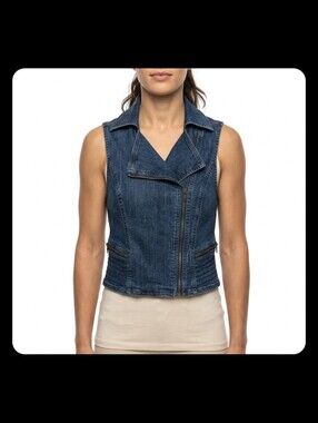 Redfox Jeans Denim Vest S Zip Moto 90s Grunge Western #8000